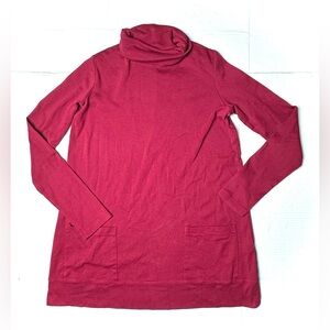 J. Jill Shirt Women XS Red Turtleneck Tunic Long Sleeve Stretch 100% Pima Cotton